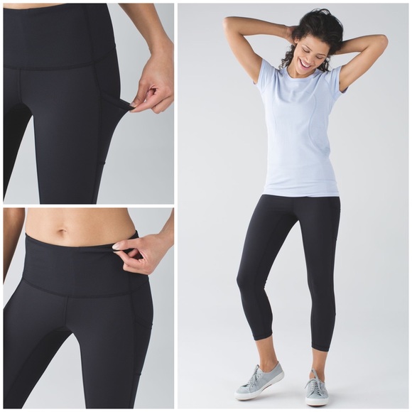 RARE Lululemon Seek The Heat Crop Sz 8 In Black - Picture 3 of 8